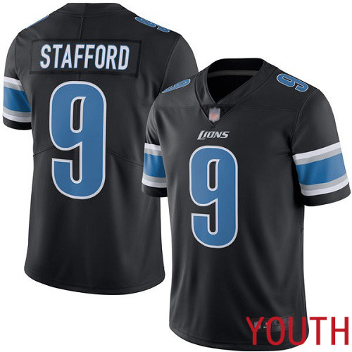 Detroit Lions Limited Black Youth Matthew Stafford Jersey NFL Football #9 Rush Vapor Untouchable->youth nfl jersey->Youth Jersey